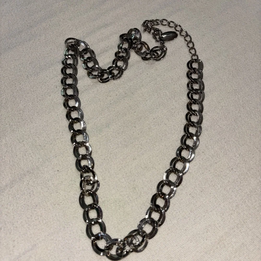 VTG 90's Women's Belt Silver Tone Double Link Chain Adjustable Size S  30